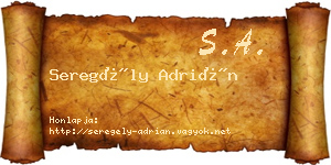 Seregély Adrián névjegykártya